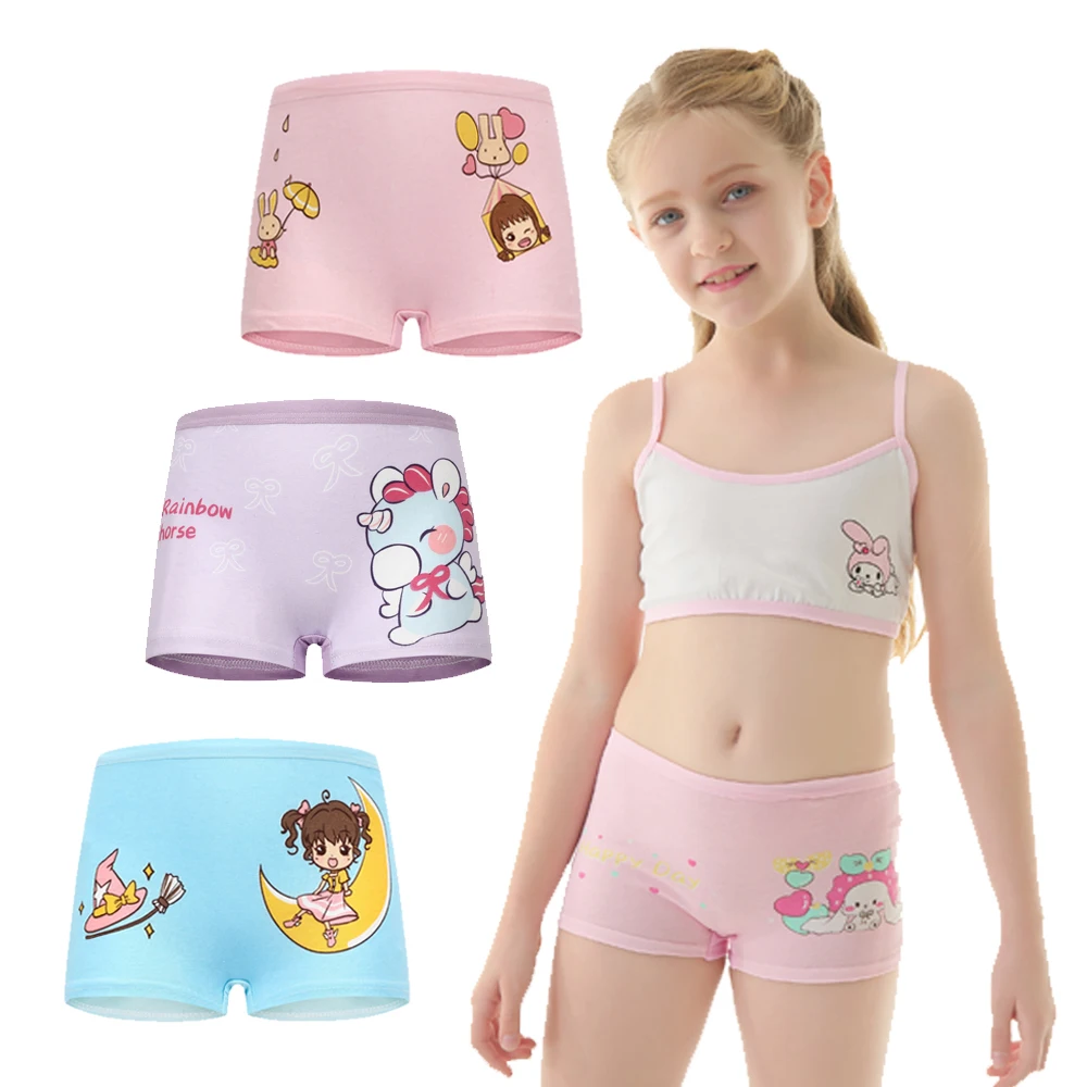 

4 Pieces/Lot 2-12Y Children Underwear High Quality Cotton Girls Panties Cute Cat Pattern Kids Boxer Briefs Child Soft Girl Pants
