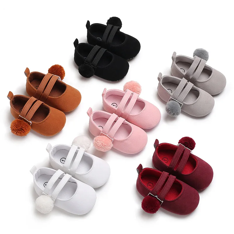 

Spring and Autumn 0-18M baby girl Soft Plush ball Princess Shoes First Walkers New Born Baby Shoes for girls