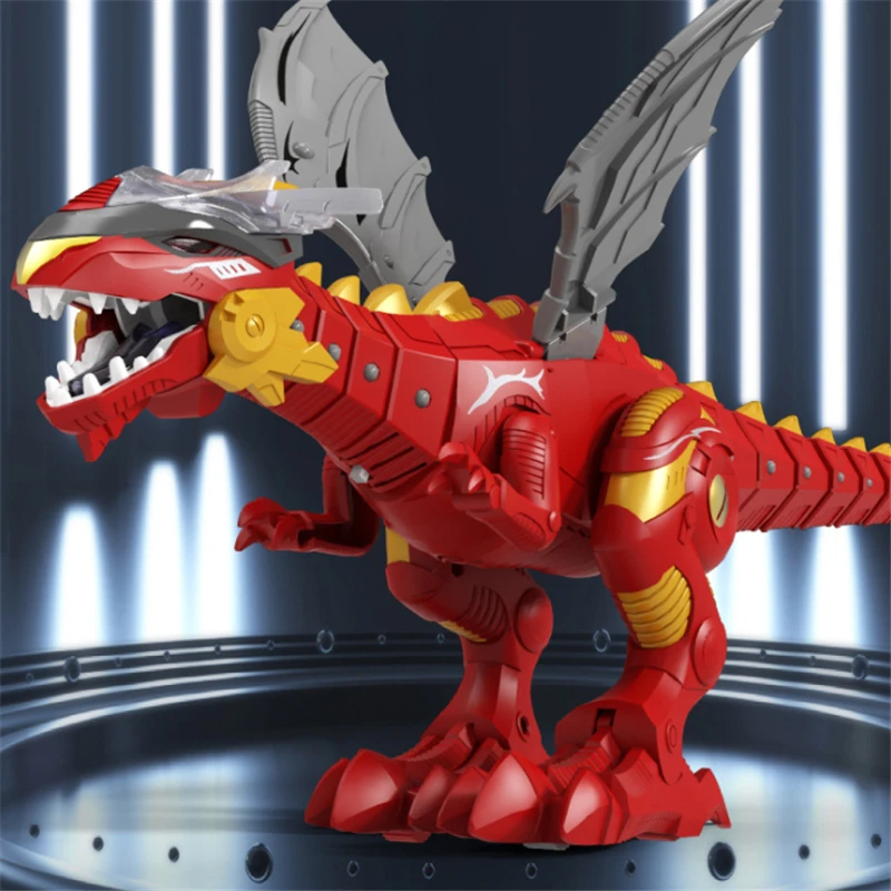 Электрический ходящий Динозавр Дракон механический робот освещение крылья