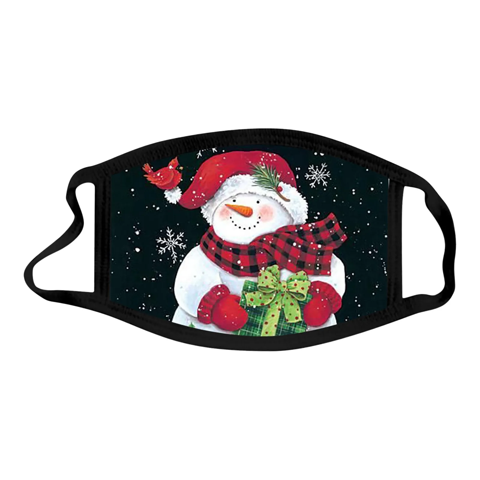 Картонная маска с рождественским принтом ветрозащитная не сползающая Женская