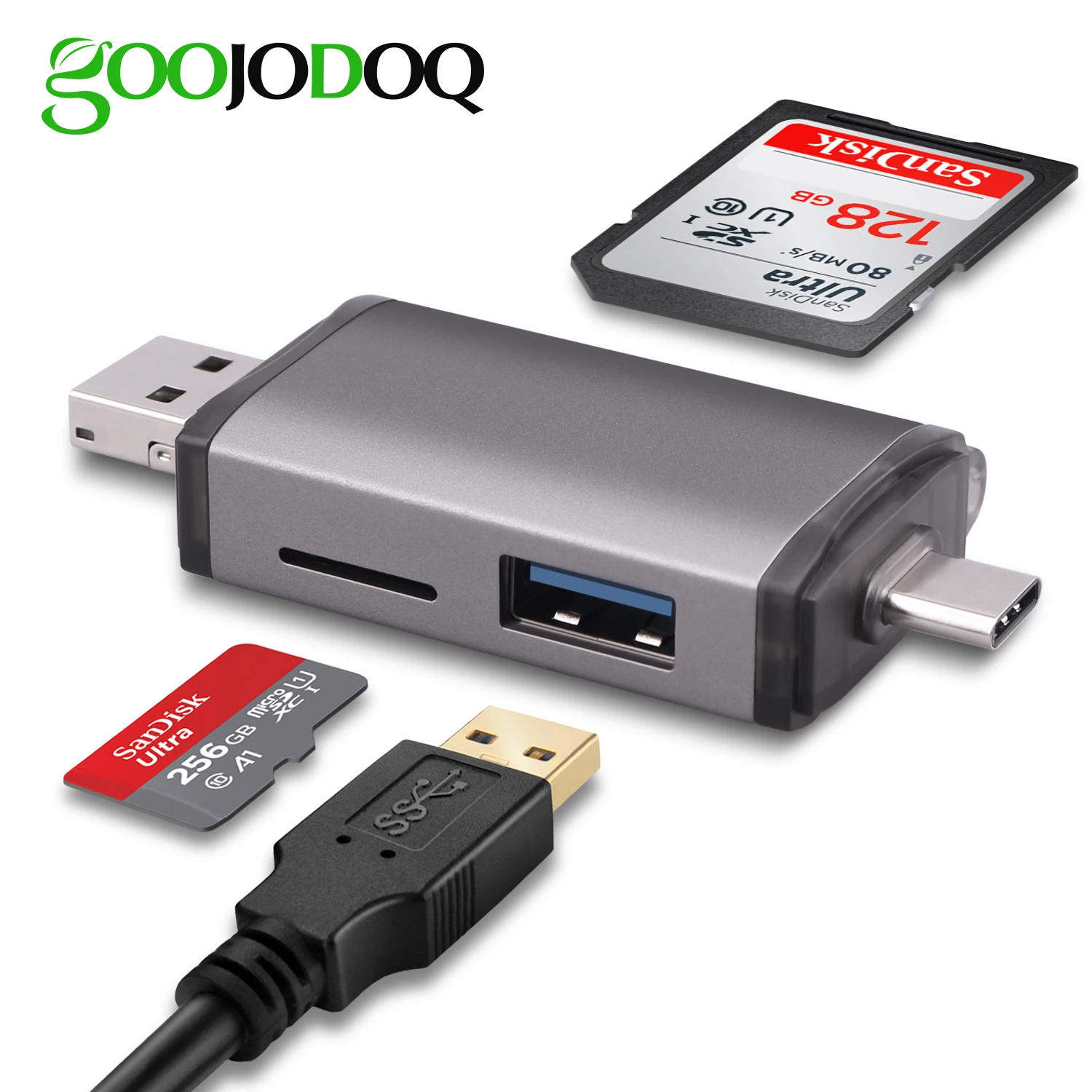 GOOJODOQ кардридер Micro USB 2,0 type C для SD Micro SD TF адаптер Аксессуары OTG кардридер смарт-карта памяти SD кардридер