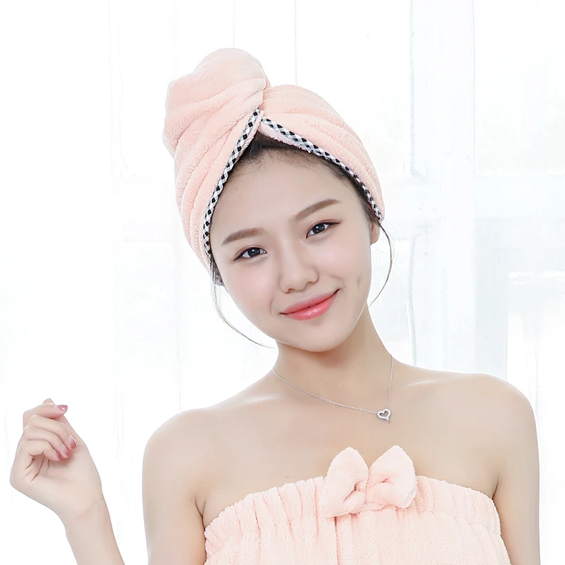 Pink Hair Towel SINSNAN женские полотенца супер абсорбент Микрофибра Ванная комната утолщаются волосы полотенца мягкая голова обертывание для взрослых макияж косметика Полотенца - Цвет: Pink Hair Towel