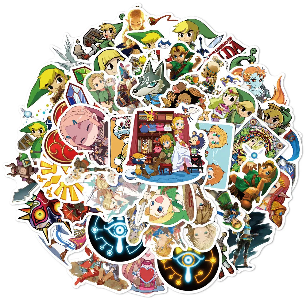 

50Pcs Anime Cartoon Sticker Zelda Game Graffiti Stickers Water Cup Fridge Guitar Stationery Book Helmet Notebook Loki Sticker