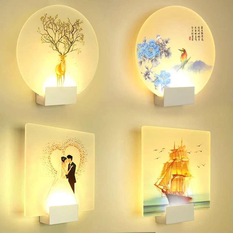 

Современная романтичная настенная лампа с классическим рисунком, светодиодный прикроватный светильник для спальни, лестницы, коридора, кр...