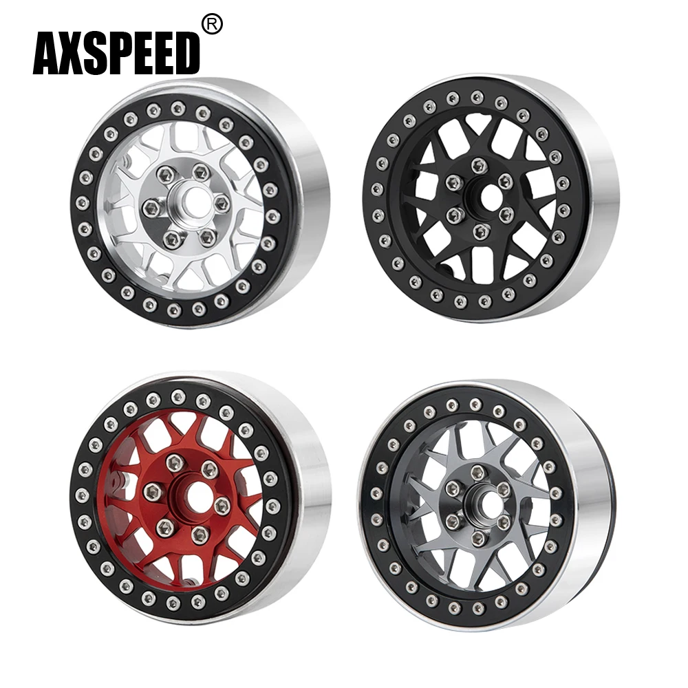 

AXSPEED 4 Pcs/lot 1.9inch Aluminium Beadlock Wheels Rims for 1/10 SCX10 TRX4 RC Car Parts 25mm Width Wheel Hub Parts