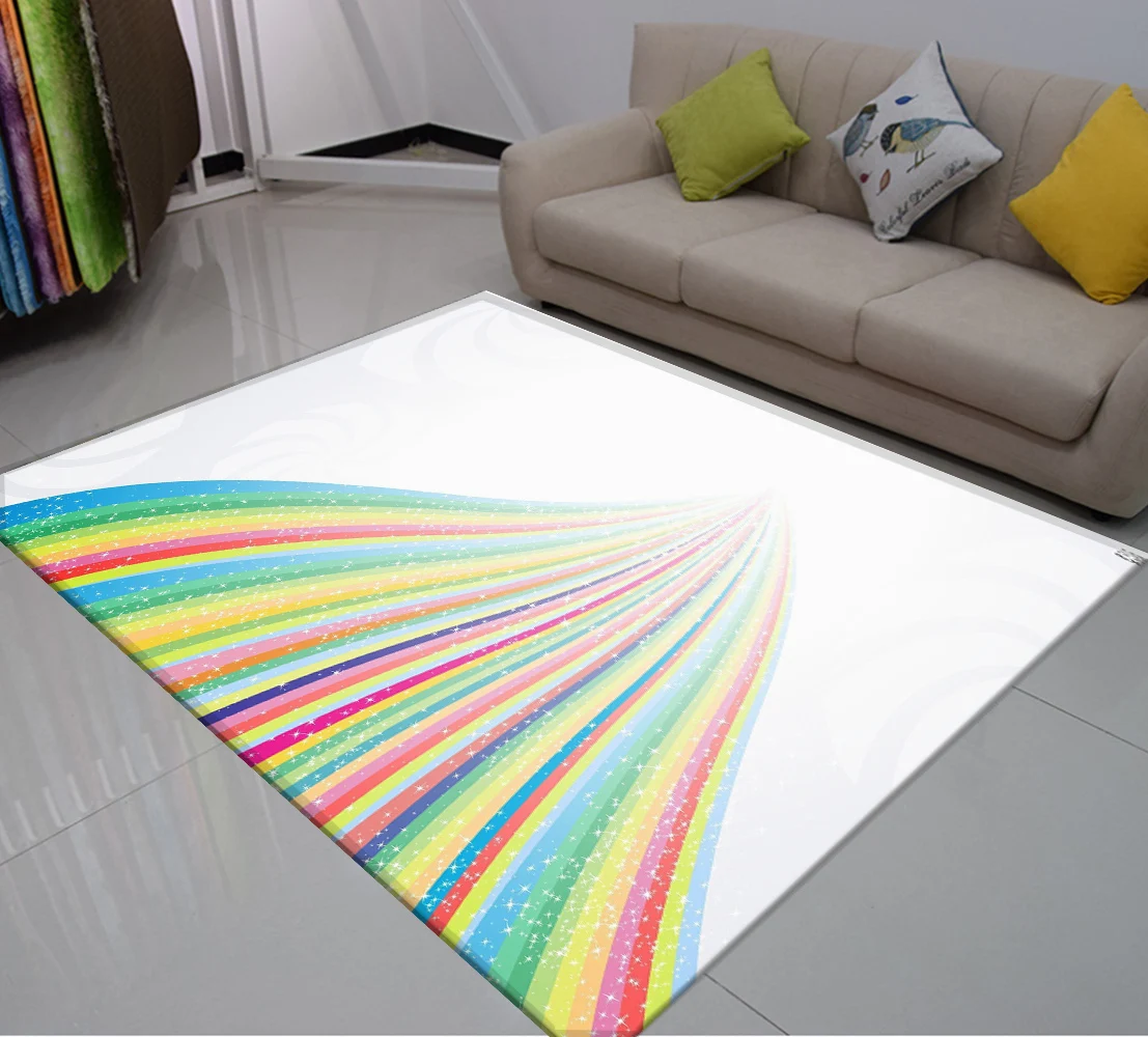 Rainbow Bedroom Area Rugs Cartoon Floor Mat Anti Slip Carpet Entrance Doormats Hallway Kitchen for Living Room Custom | Дом и сад