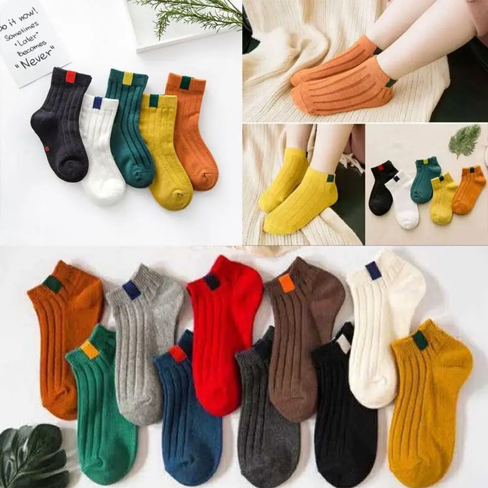 

Women's printed socks, 5 pairs / lot, street style, funny, women's cotton, casual, ankle, short summer yellow, socks, 2021 O5C7