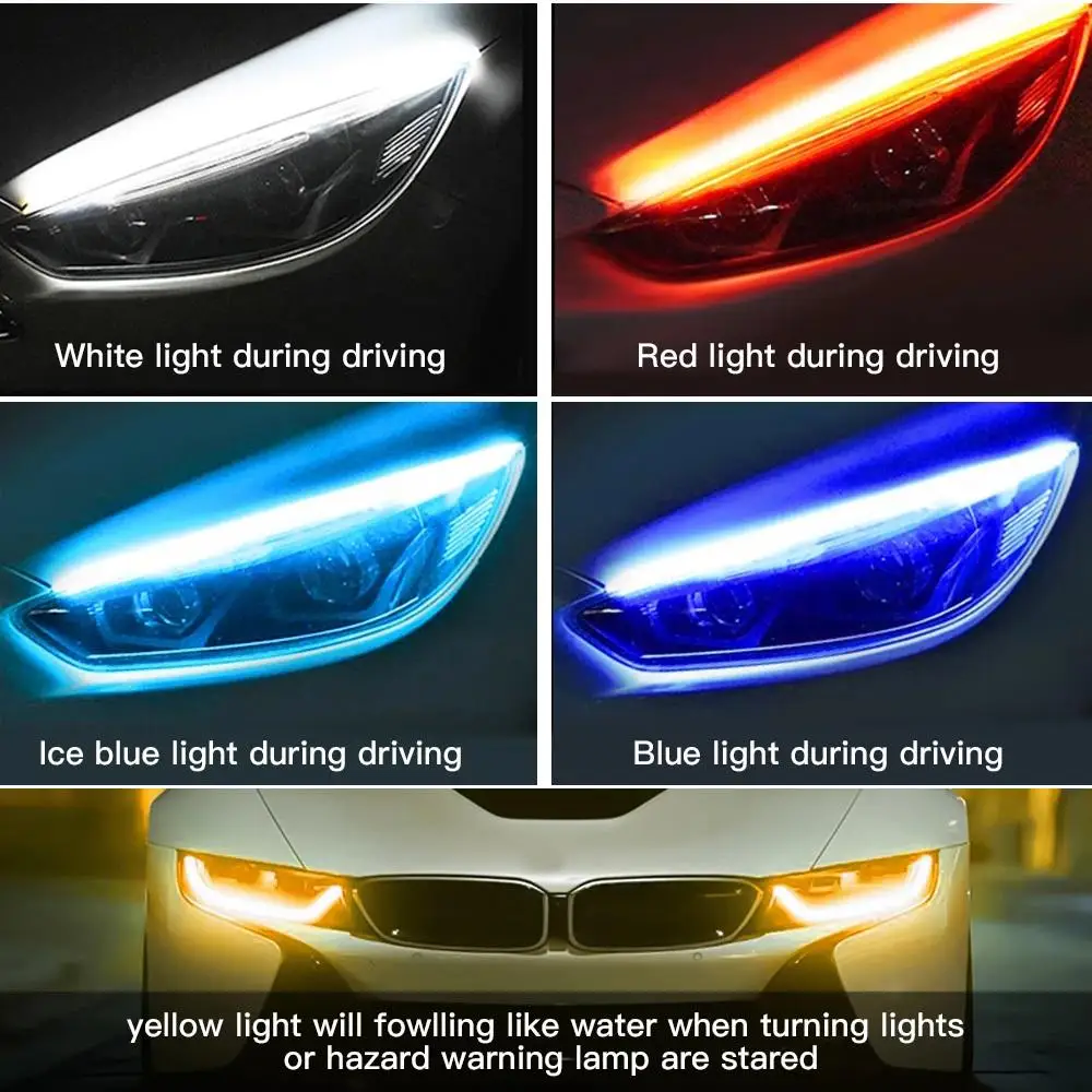 

Car light 2Pcs LED DRL Daytime Running Light Styling Dynamic Streamer Flow Amber Blub Turn Signal Warning Steering Fog Day Lamp