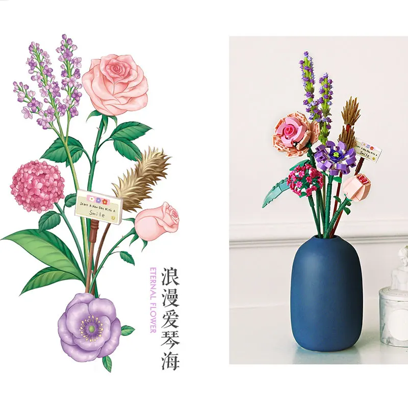 456 шт. + фотообои/Локки 3 стиля вечные Цветы Роза/Лаванда игрушки сделай сам