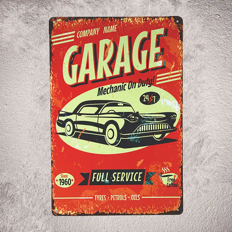 Гаражный автомобиль полный сервис АЗС деревенская настенная доска гаражный бар
