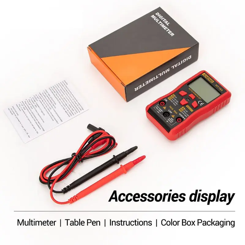 

M118A Digital Multimeter 6000 Counts Auto Ranging True RMS Tester AC DC Transistor with NCV Data Hold Flashlight