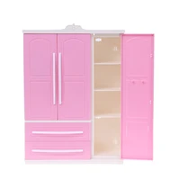 three door pink modern wardrobe for dolls furniture clothes accessories toys for girls baby toy