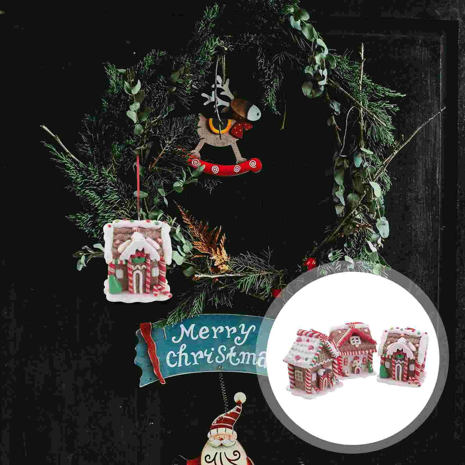 

3Pcs Candy House Adorn Christmas House Decor Party Ornament Christmas Props