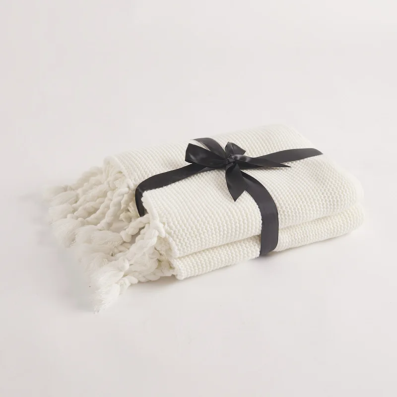 Denisroom скандинавский стиль одеяло с кисточками одноцветное хлопковое офисное