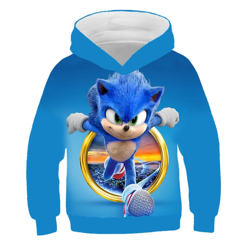 

Kids Clothes Boys Movie Sonic Cartoon Print Blouse With Long Sleeves Children's Outerwear Fashion 3D Hoodie Boy/Girls 4T to 14T