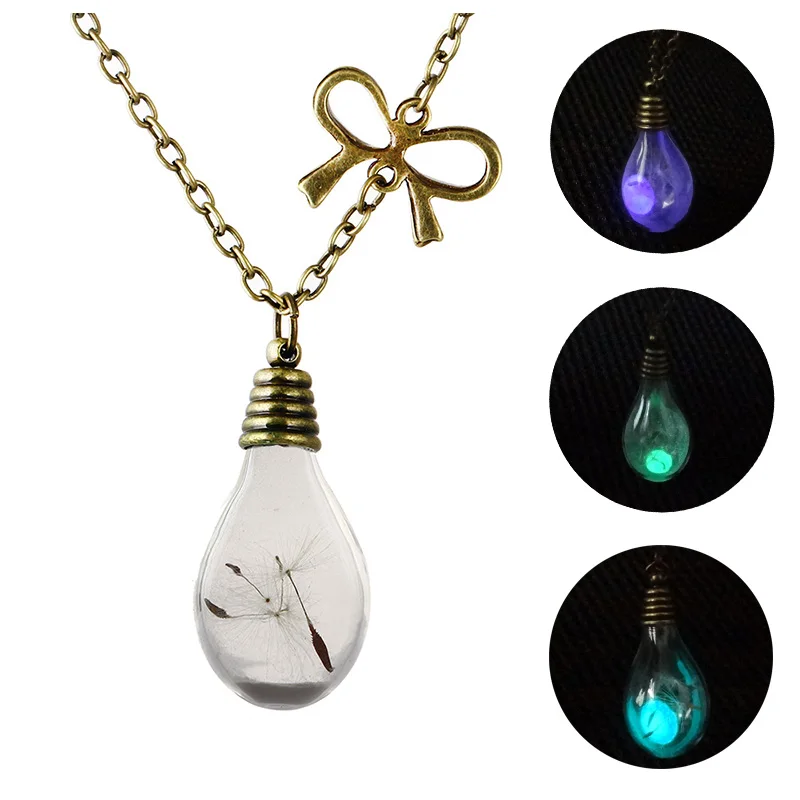 Ожерелье с подвеской в виде лампочки ожерелье светящегося кулона ювелирное