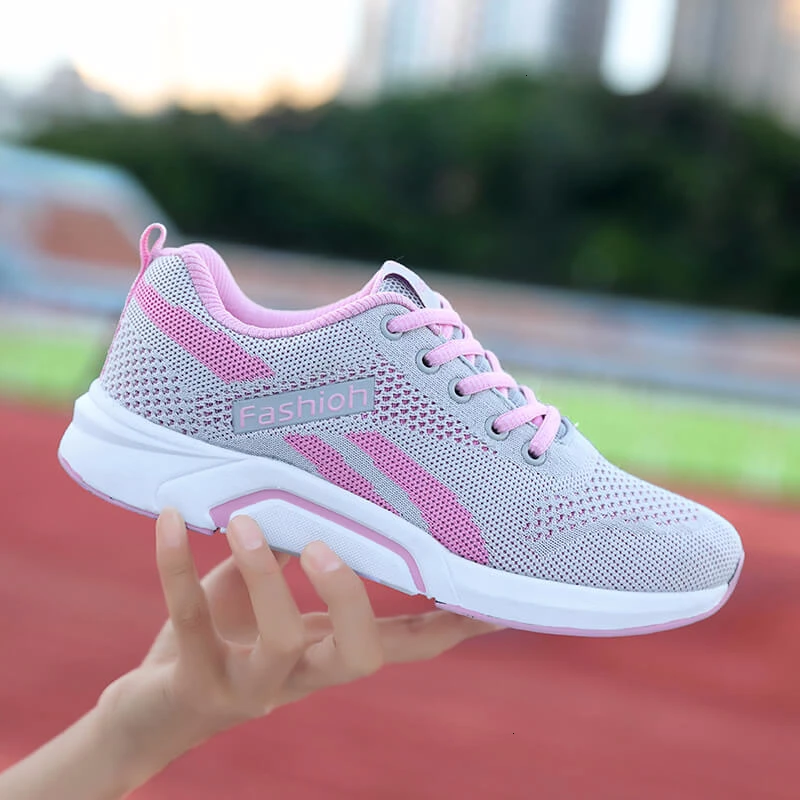 

Lace Up Women Flat Sneakers Mesh Breathable Basket Trainers Ladies Light Tennis Footwear Soft Durable Casual Vulcanized Shoes