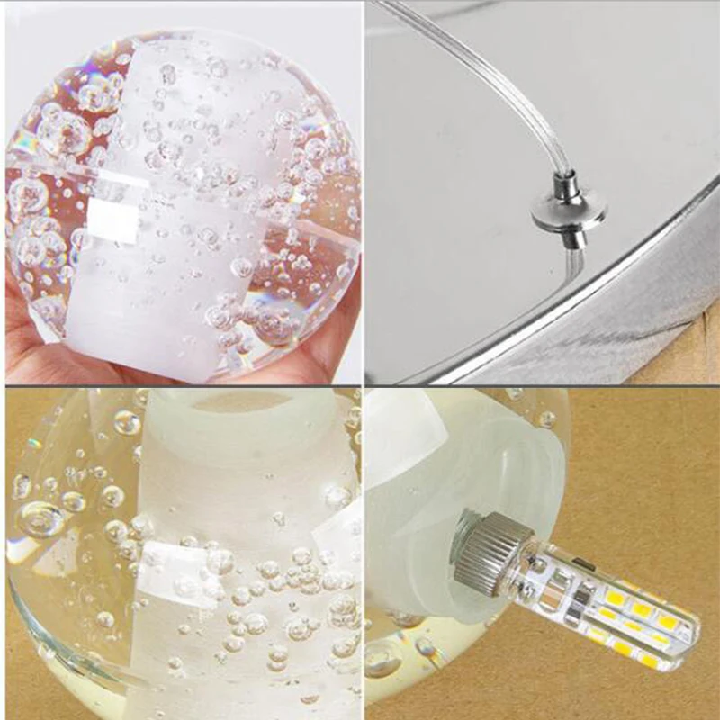 Современные стеклянные светодиодные подвесные лампы с хрустальными шариками