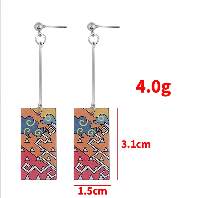 

Anime Demon Slayer Kamado Tanjirou Earrings Enamel Acrylic Men and Women Cosplay Clip Back Stud Earrings Gift Jewelry