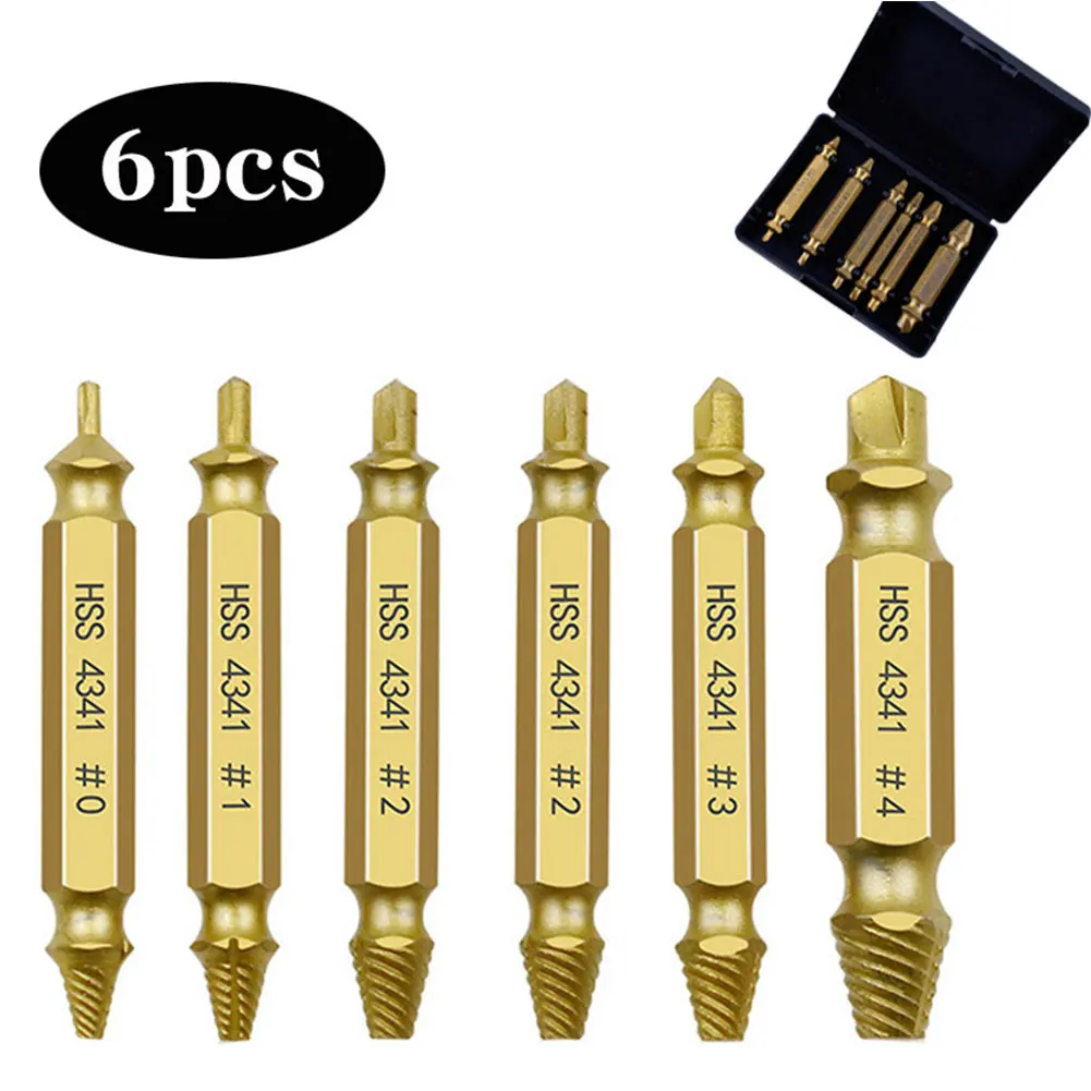 

6pcs Stripped Carpenter Screw Extractor Set Broken Stud DIY Easy Out HSS High Speed Steel Thread Multifunctional Removal Tools