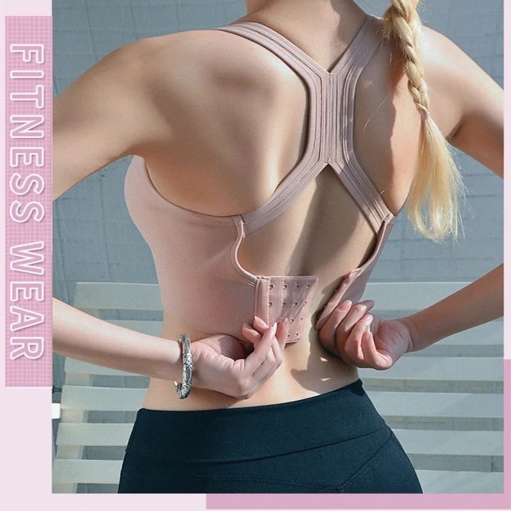 

Breathable Women Sports Bra Push Up Yoga Vest Female Fitness Running Gym Bra Underwear Outdoor Sportswear Women's Hollow Tank