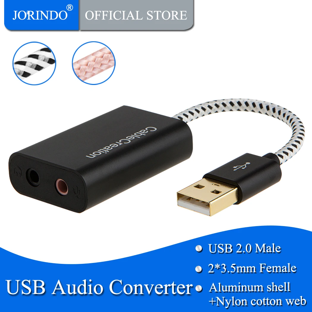 USB-аудиоадаптер jorinдо внешний USB-стереозвуковой адаптер для Windows Mac Linux