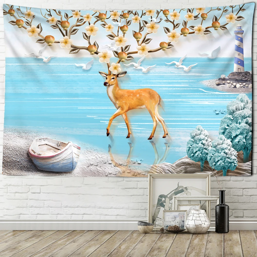 Цветок Sika гобелены с оленями настенный Рог цветение сливы Настенный декор