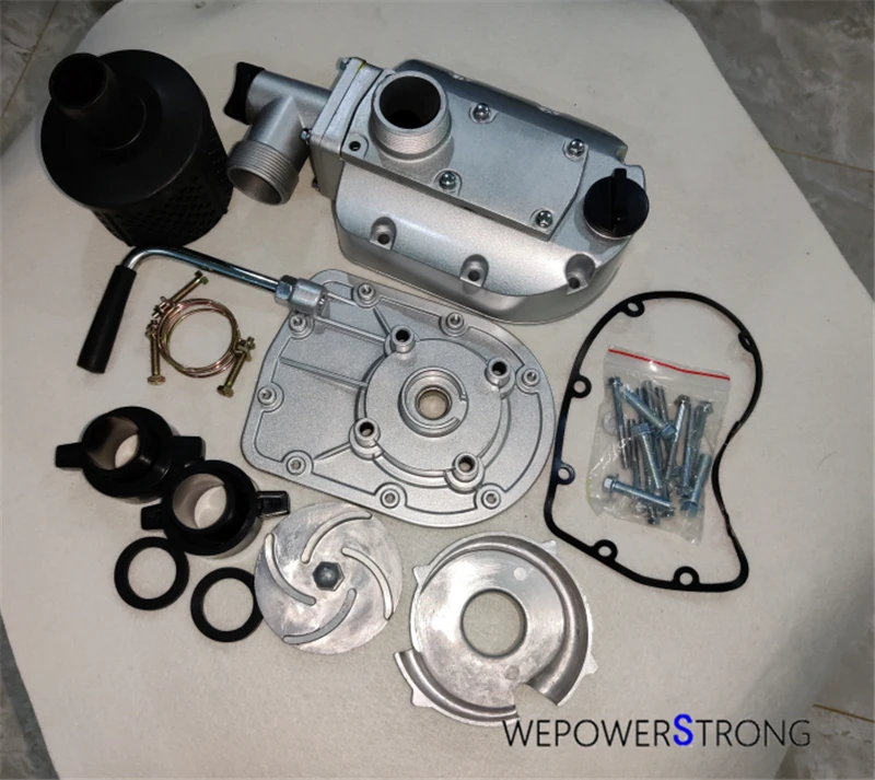 1,5 дюйма Алюминиевый насос в сборе. Полный комплект с входом и выходом 38 мм, подходит для бензинового двигателя типа 152F 154F GX100 с валом с резьбой 10 мм