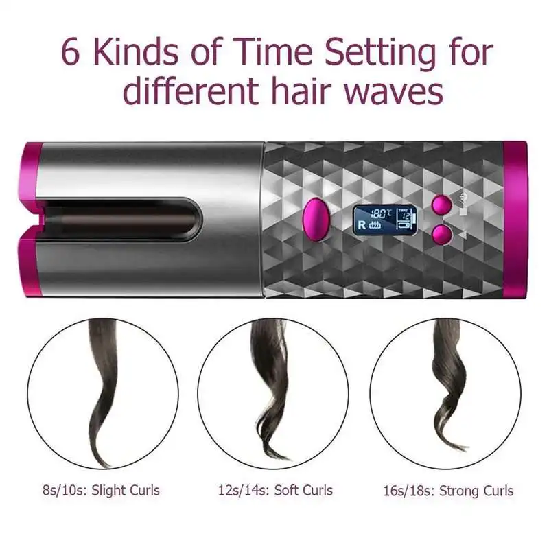 2 Types(Auto/Manual) LED Display Ceramic Hair Curler USB Cordless Curling Iron Temperature Adjustable Wave Styer | Красота и здоровье