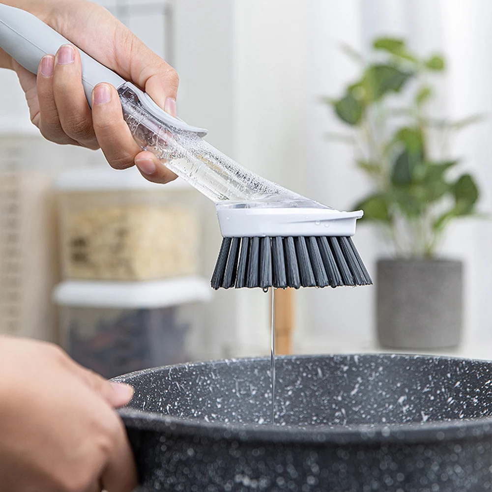 

Cleaning Brush With Removable Brush Head Cleaning Brush Sponge Long Handle Soap Dispenser Brush Cleaning Kitchen Clean Tools