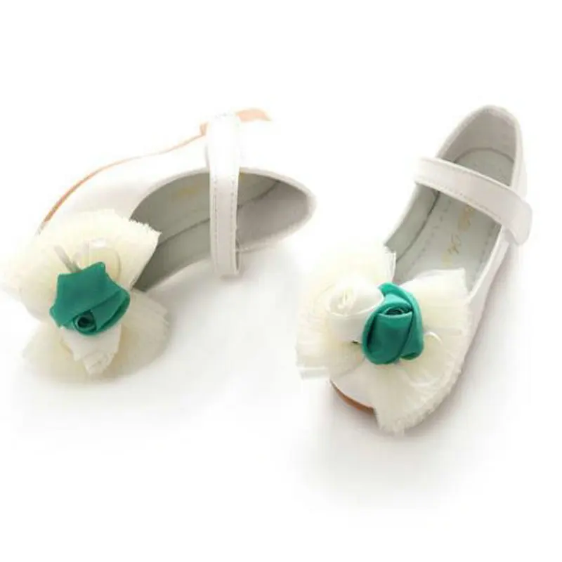 

Children Princess flower bow Sandals Kids Girls Shoes Square Heels Dress Shoes Party Shoes Pink /white Size 24~36