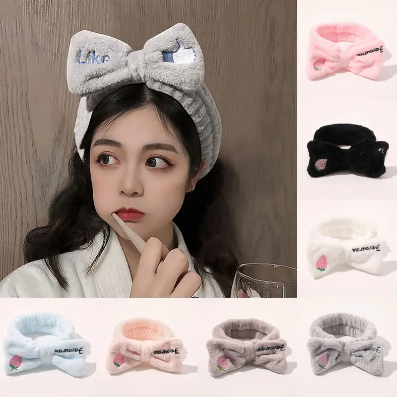 

Коралловый флис макияж повязка на голову из мягкого плюша; Повязка на голову, изящная головная повязка; Модные однотонные аксессуары для во...