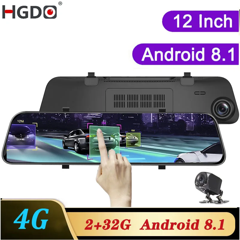 Автомобильный видеорегистратор HGDO 12 дюймов Android 8 1 4G GPS навигация регистратор Wi Fi