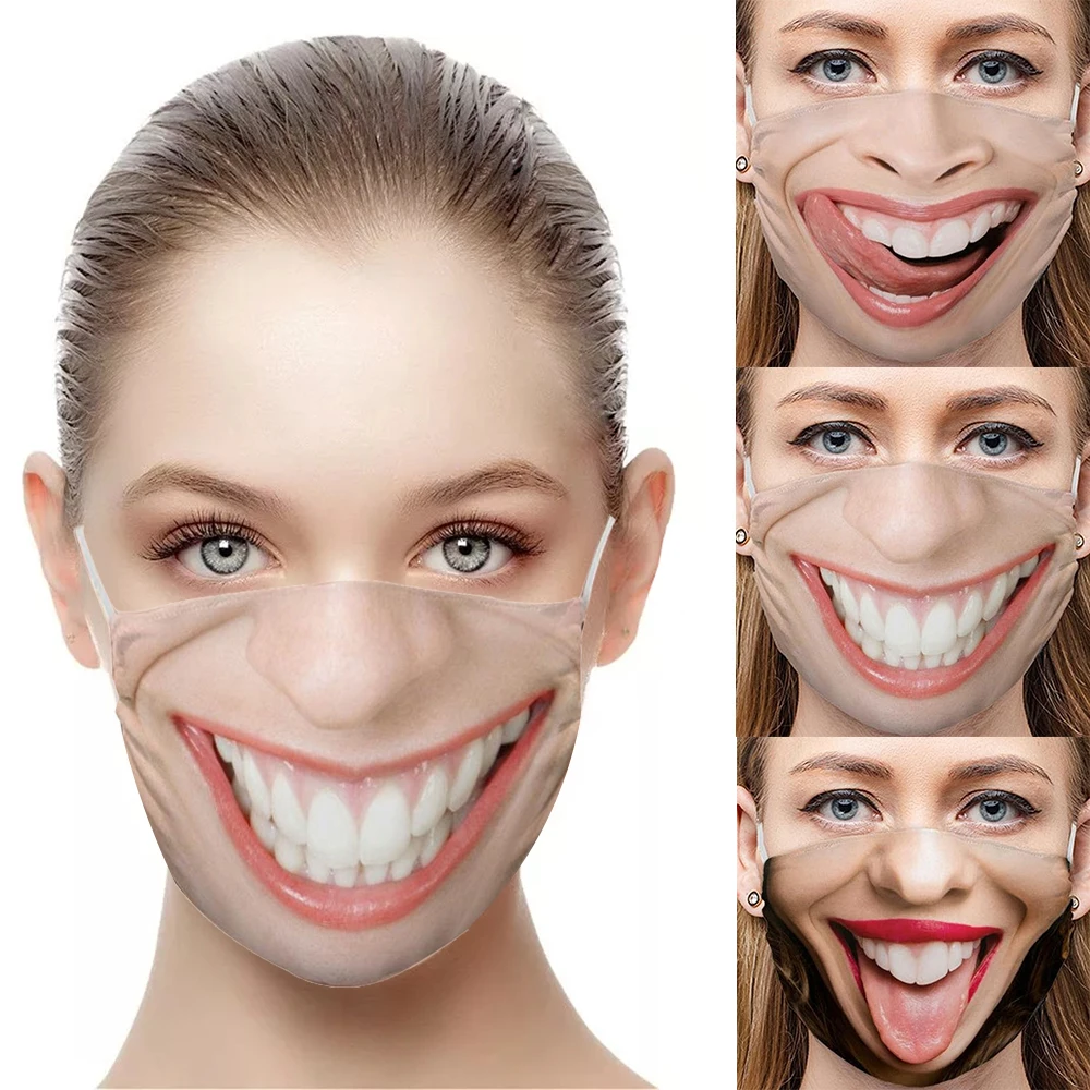 

Creative Funny Mouth Women's Face-masks Men Unisex Halloween Cospaly Protection Cycling Sports Breathable Adult Party Gift Mask