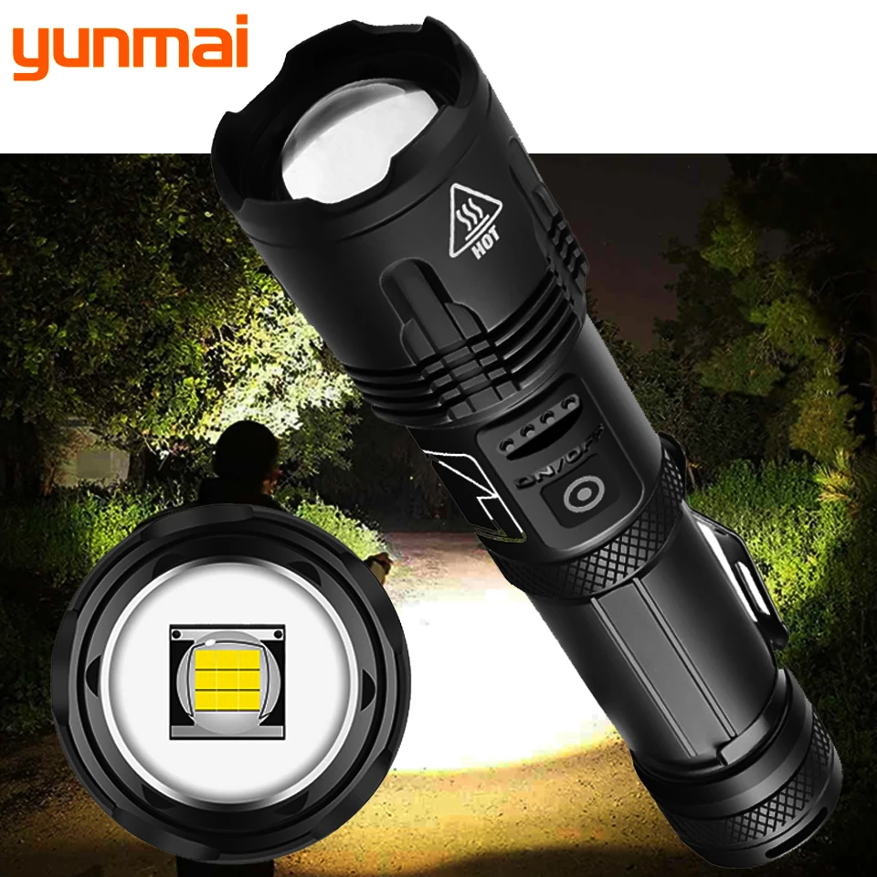 

XHP100 High Quality 9-core Led Flashlight Zoomable Torch Usb Rechargeable 18650 or 26650 Battery Power Bank Function Lantern