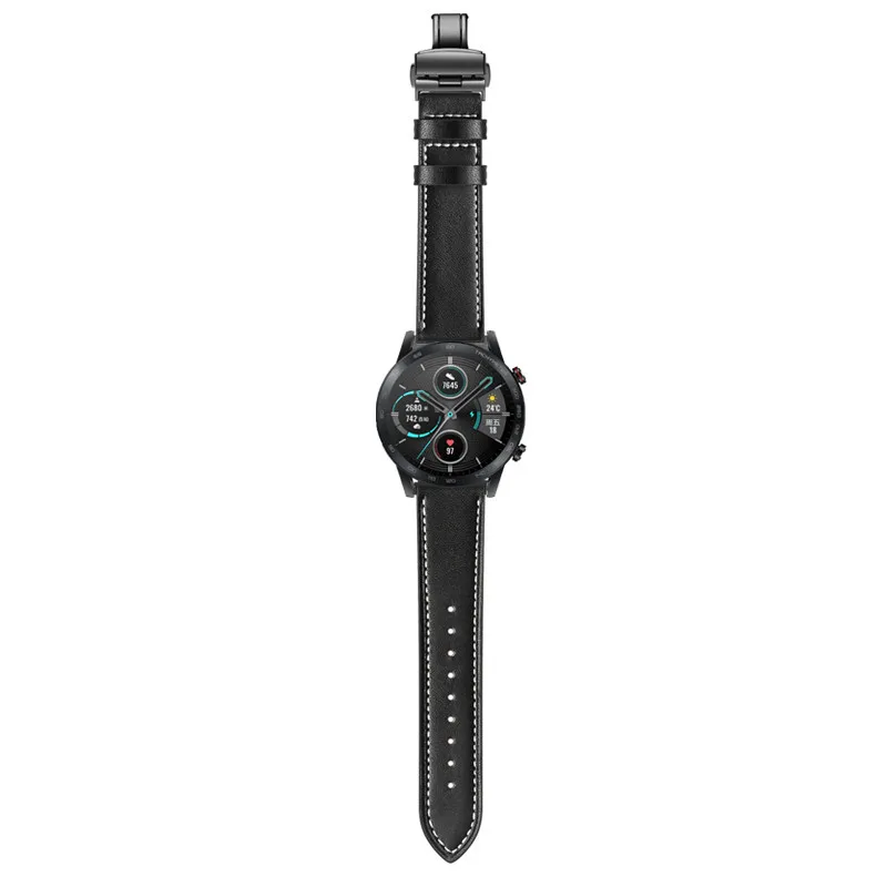 Кожаный ремешок для huawei honor watch magic 2 смарт часов magic2 46 мм 42 браслет с металлической