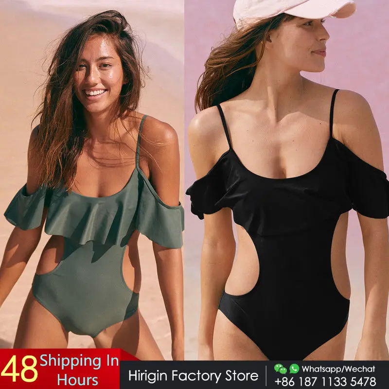 2018 женские купальники Цельный купальник с оборками стильный пуш ап мягкий полый