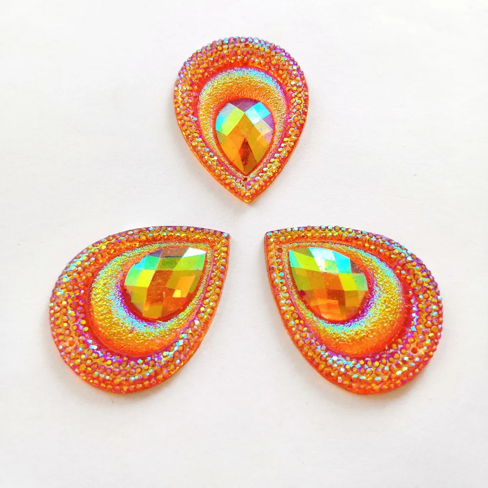 Смола 30x40 мм Блестящий зеленый AB Пришивные аксессуары Стразы Пришивание с