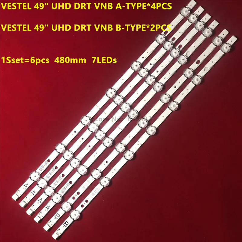 

LED strip 7 leds for T oshiba VESTEL 49" UHD DRT VNB A+B TYPE REV0.1 49U5766DB 49U6663DB 49U5863DB VES490QNDL VES490QNDS-2D-N12