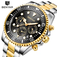 2020 benyar fashion mens watches stainless steel top brand luxury sport chronograph quartz watch men watch relogio masculino