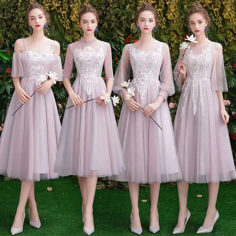 Шифоновые розовые кружевные Элегантные платья невесты для свадебной вечеринки