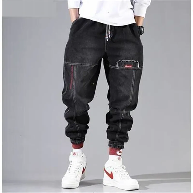

QNPQYX New Streetwear Men Jeans Hip Hop Cargo Pants Men's Cargo Pants Elastic Harun pants Joggers Pants In Autumn and Winter
