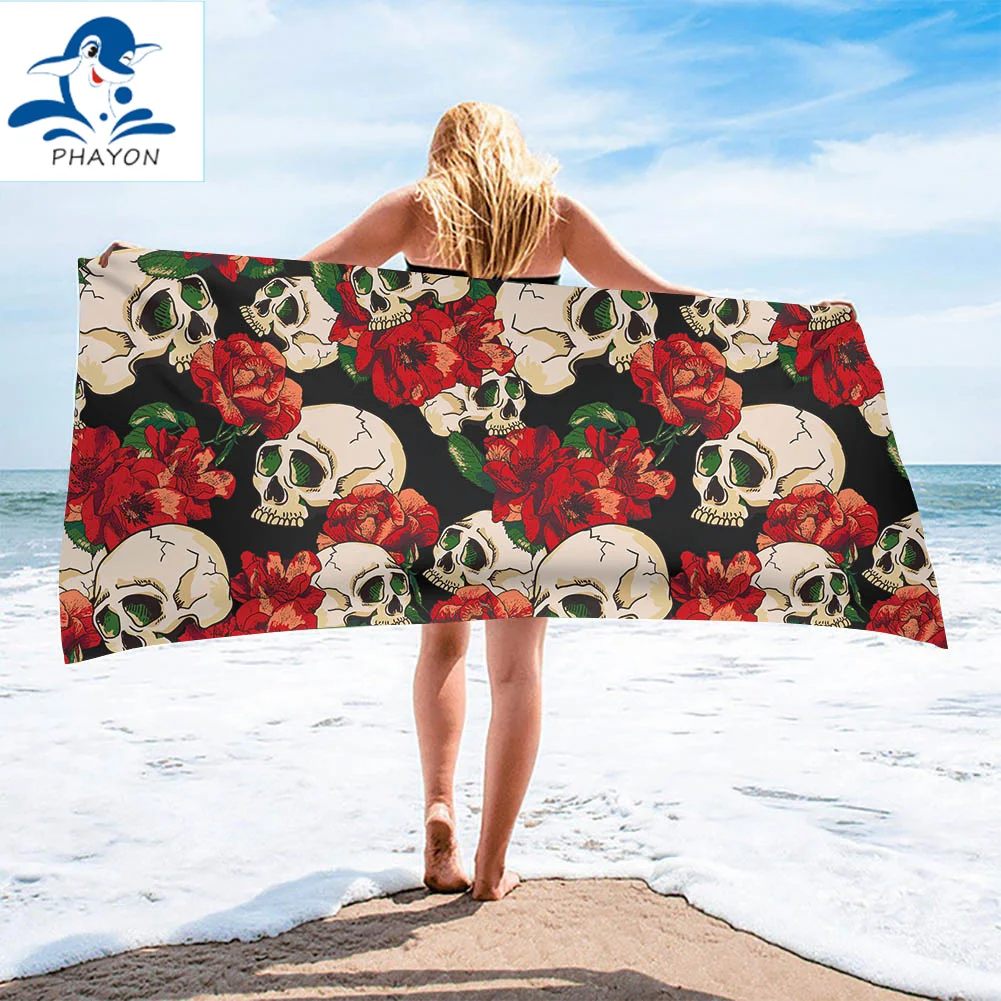 

Полотенце Пляжное из микрофибры, 75*150 см, с принтом черепа