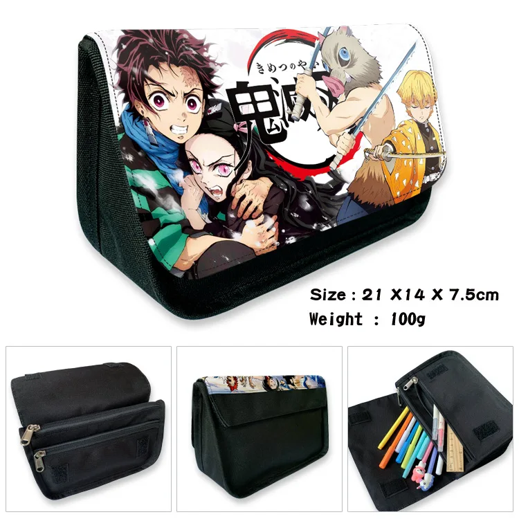 

Anime Demon Slayer Ghost Blade Cartoon Pencil Case Pen Bag Teenage Double Zipper Stationery Bag Cosmetic Make Up Bag