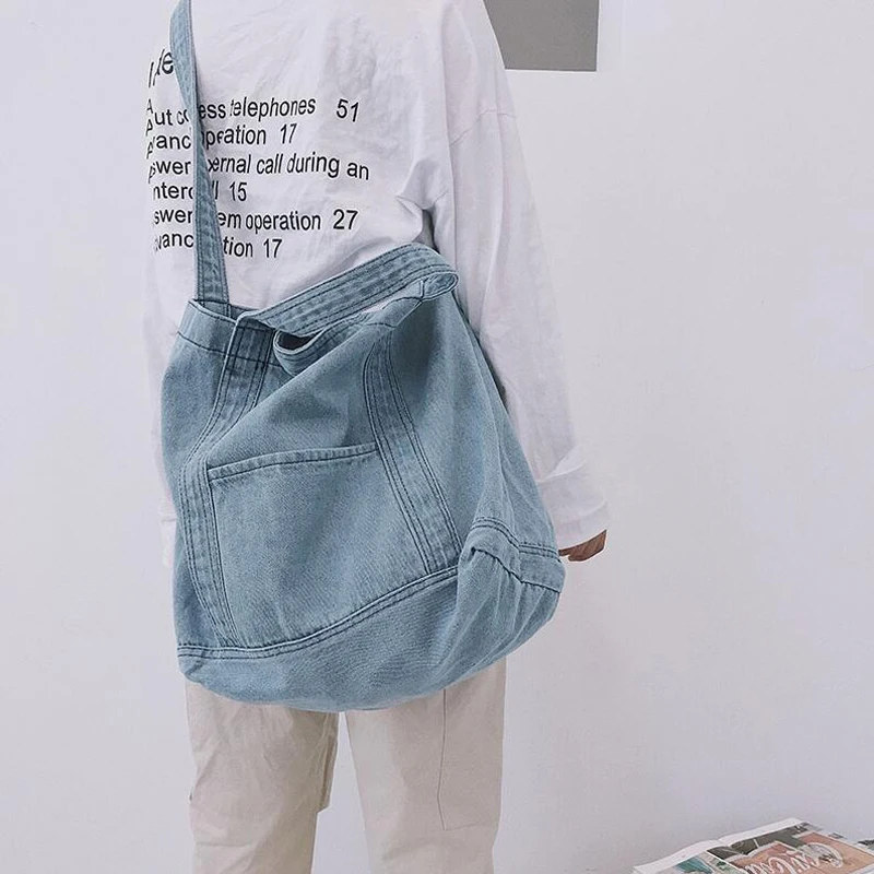 

Вместительные джинсовые сумки через плечо для женщин 2021, кошельки и сумочки, школьная сумка на плечо для девочек-подростков, сумка