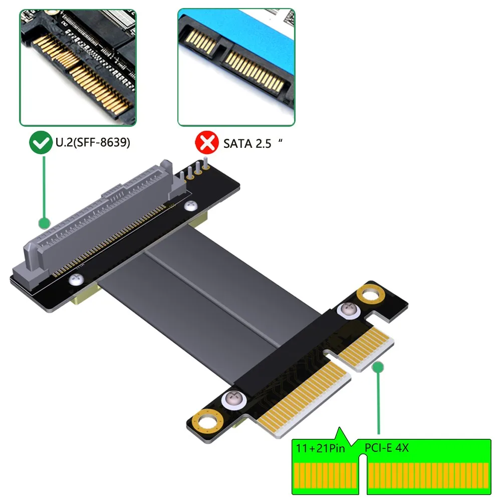 

Фонарь NVMe к PCI-E 4x, Удлинительный кабель, высокоскоростная передача U.2 NVMe SSD к PCI-E 3,0x4, линия переходной карты
