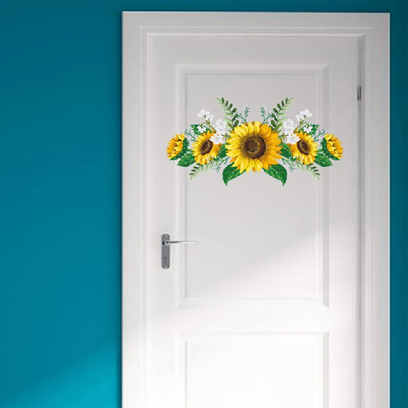 

1PCS 3D Sunflower Wall Door Stickers Home Decor Refrigerator Sticker Window Decoration Wall Poster Bedroom Sticker Wall Stickers