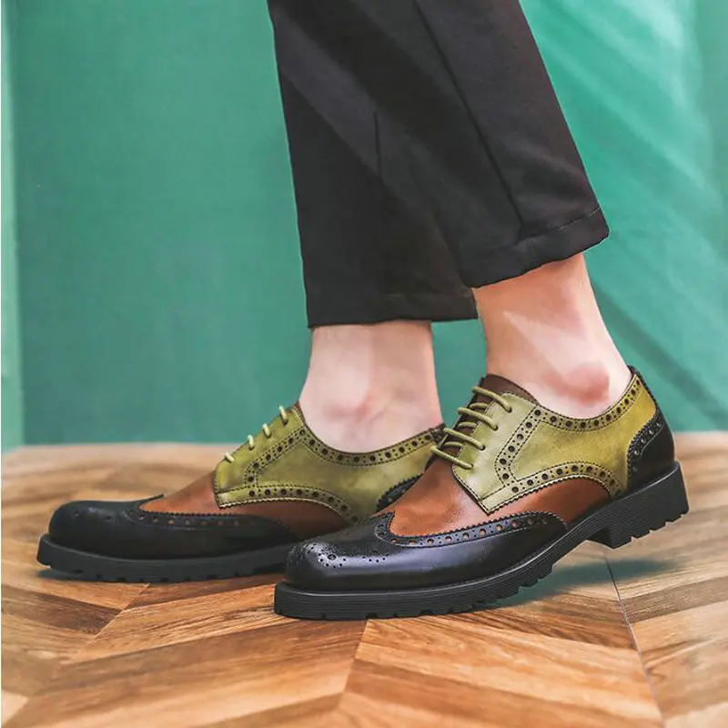 

Mens Brogue Business Office Oxfords Flats Men Mixed Colors Fashion Dress Patent Leather Shoes Wedding Party Shoes A57-55