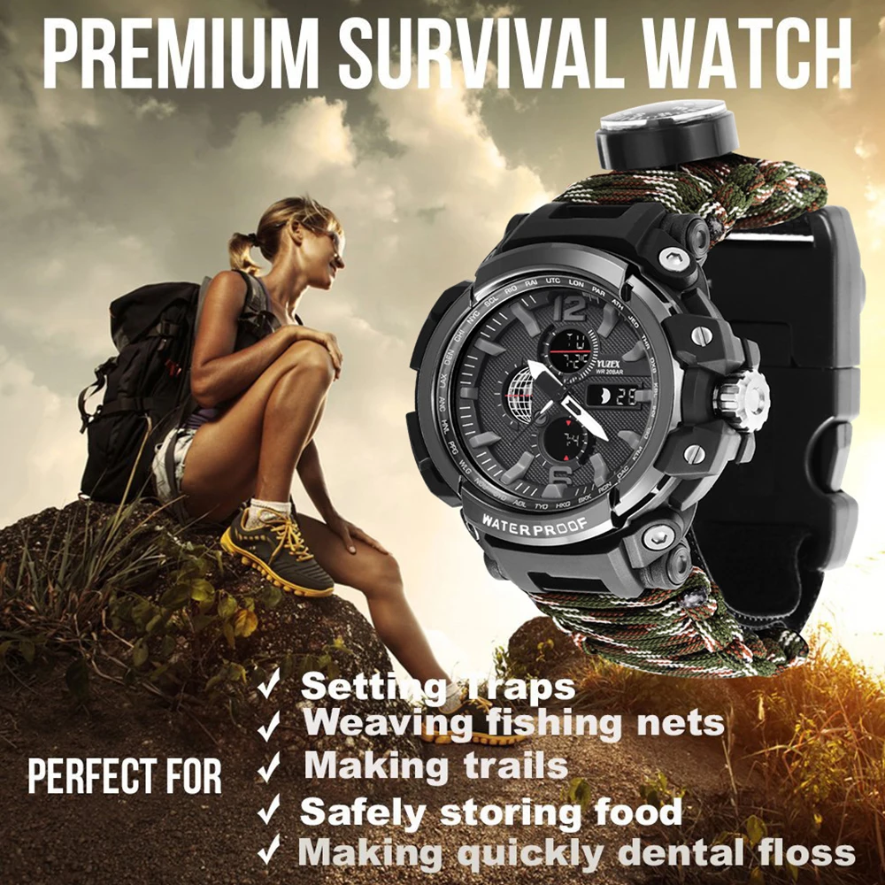 

SHIYUNME Military Compass Sport Watch Men LED Digital Chronograph Watches Male 50M Waterproof Quartz Watch Relogio Masculino