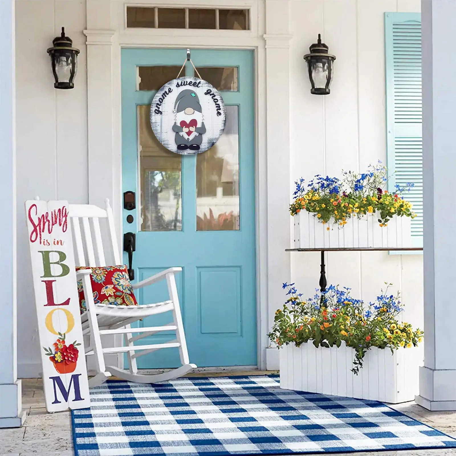 

40# Seasonal Gnome Door Hanger Holiday Welcome Sign With Interchangeable Decorative Board Vintage Hanging Home Decor Present